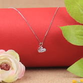 Sterling Silver Swan Design Cz Pendant With Chain